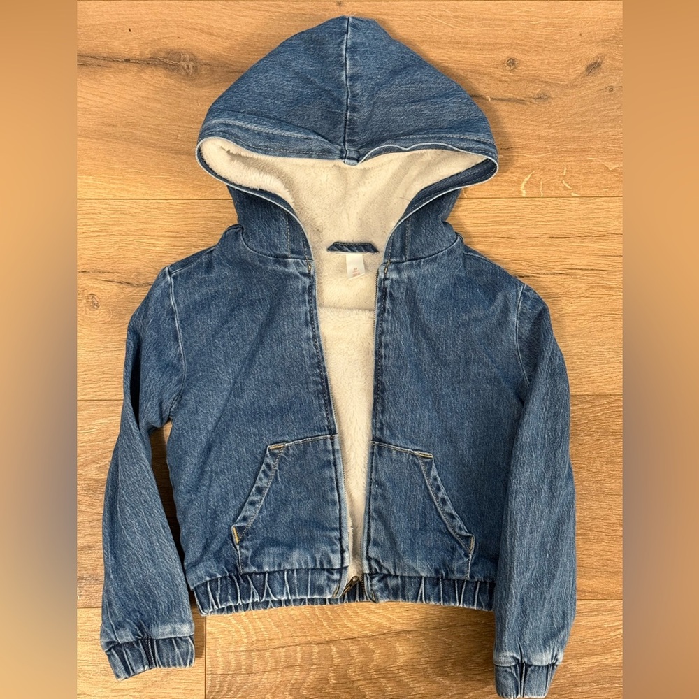 Cat & Jack Blue and Cream Jean Jacket with Sherpa Lining
